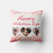 3枚の写真ハートコラージュvalentaryカップル クッション (裏面)