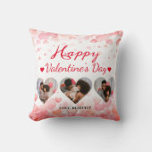 3枚の写真ハートコラージュvalentaryカップル クッション (正面)