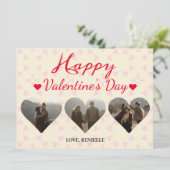 3枚の写真ハートコラージュvalentaryカップル シーズンカード (スタンド正面)