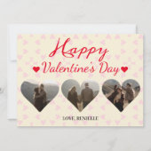 3枚の写真ハートコラージュvalentaryカップル シーズンカード (正面)