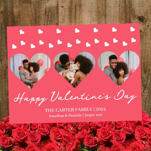 3枚の写真ハートコラージュvalentaryカップル シーズンカード
