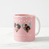 3枚の写真ハートコラージュvalentaryカップル ツートーンマグカップ (正面右)