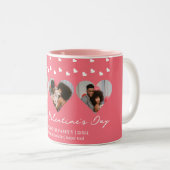 3枚の写真ハートコラージュvalentaryカップル ツートーンマグカップ (正面右)