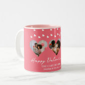 3枚の写真ハートコラージュvalentaryカップル ツートーンマグカップ (正面左)