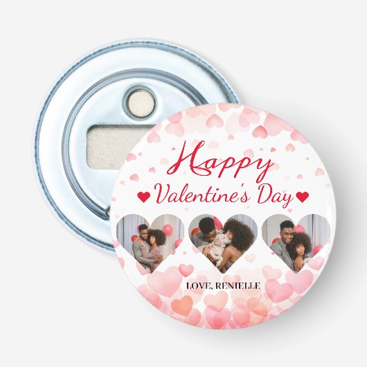 3枚の写真ハートコラージュvalentaryカップル 栓抜き (正面)