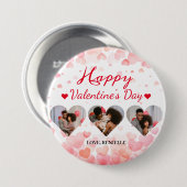 3枚の写真ハートコラージュvalentaryカップル 缶バッジ (正面&裏面)