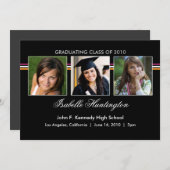 3枚の写真バー卒業発表 招待状 (正面/裏面)