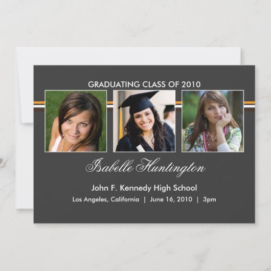 3枚の写真バー石板卒業発表 招待状 (正面)