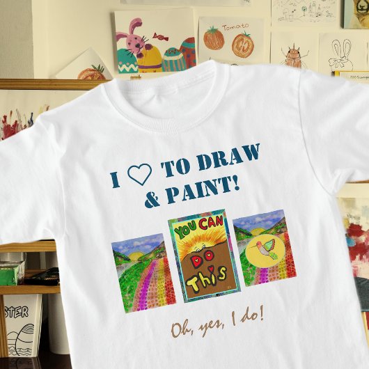 3枚の写真パネルとテキストテンプレートをカスタマイズする Tシャツ