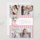 3枚の写真ピンクコケットクリスマス シーズンカード (正面)