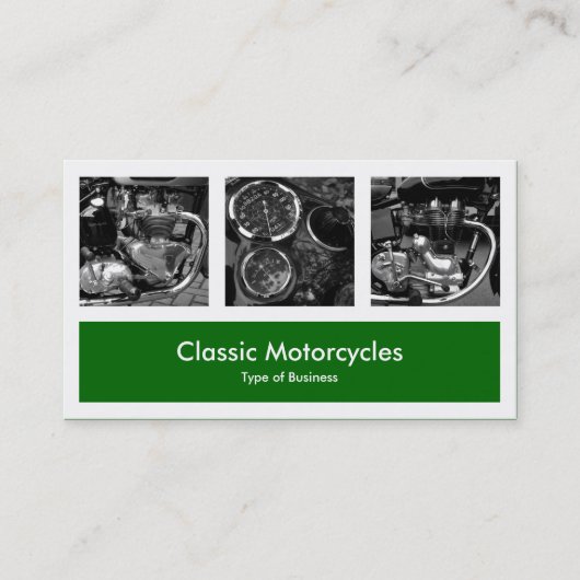 3枚の写真プラス1 -深いグラスグリーン 名刺 (正面)