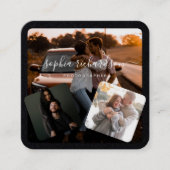 3枚の写真プレミアム白黒の署名 スクエア名刺 (正面)