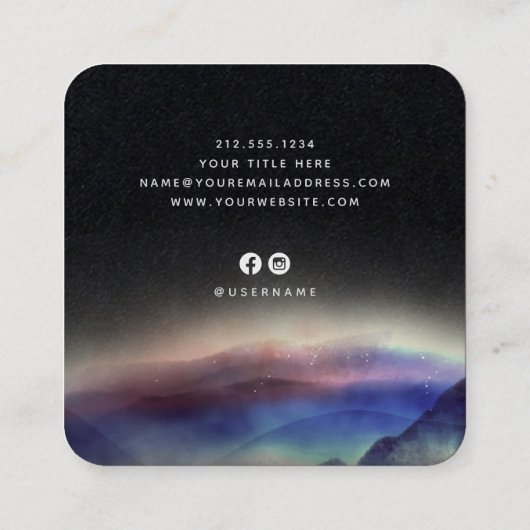 3枚の写真プレミアム白黒の署名 スクエア名刺 (裏面)