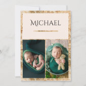 3枚の写真ベビーの誕生発表 案内状 (正面)