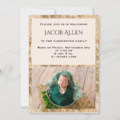 3枚の写真ベビーの誕生発表 案内状 (裏面)