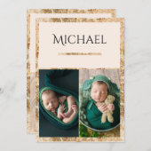 3枚の写真ベビーの誕生発表 案内状 (正面/裏面)