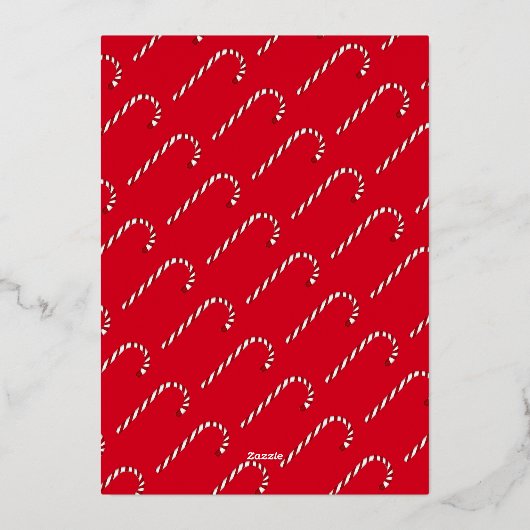 3枚の写真ベビー第1回クリスマスファミリーキャンディカード 箔招待状 (裏面)