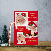 3枚の写真ベビー第1回クリスマスファミリーキャンディカード 箔招待状