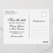 3枚の写真ホワイト&ゴールドフォイル日付を保存 箔招待状ポストカード (裏面)