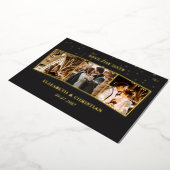 3枚の写真ミニマリストが日付を保存 箔招待状 (回転した状態)