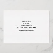 3枚の写真ミニマリストが日付を保存 箔招待状 (裏面)