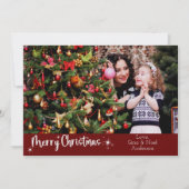3枚の写真メリークリスマススクリプモダントレッド シーズンカード (正面)