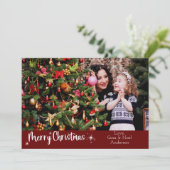 3枚の写真メリークリスマススクリプモダントレッド シーズンカード (スタンド正面)