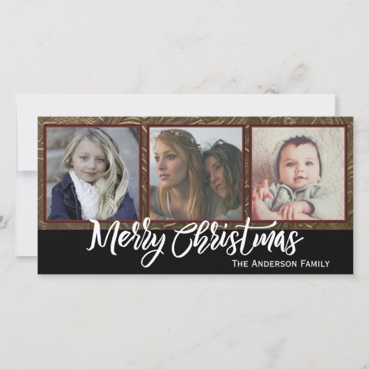 3枚の写真メリークリスマス シーズンカード (正面)