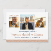 3枚の写真モダンの卒業発表 招待状 (正面)