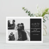 3枚の写真モダンタイポグラフィ白黒結婚の セーブザデート (スタンド正面)