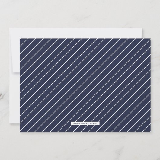 3枚の写真モダン卒業発表 |ネイビー 案内状 (裏面)