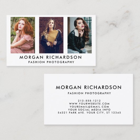 3枚の写真モダン家の写真 名刺 (正面/裏面)