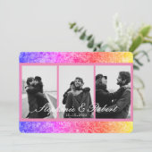 3枚の写真ユニコーンピンク結婚抽象芸術 招待状 (スタンド正面)