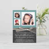 3枚の写真付きの黒板Sweet 16 招待状 (スタンド正面)