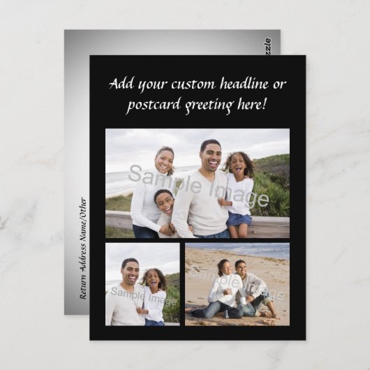 3枚の写真付きコラージュカスタムはがき ポストカード
