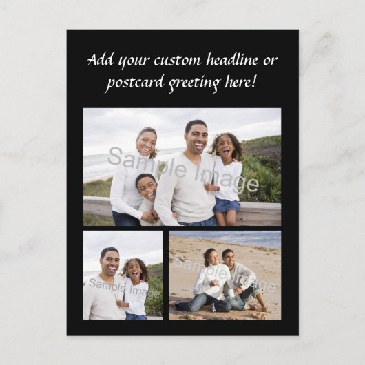 3枚の写真付きコラージュカスタムはがき ポストカード (正面)
