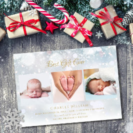 3枚の写真付き クリスマス 冬の霜 出生発表