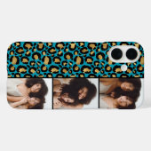 3枚の写真入りターコイズ＆ゴールドのヒョウ柄 Case-Mate iPhoneケース (裏面 (横))