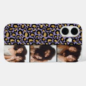 3枚の写真入りパープル＆ゴールドのヒョウ柄 Case-Mate iPhoneケース (裏面 (横))