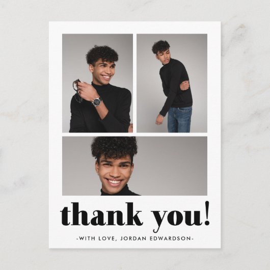 3枚の写真卒業ありがとうポストカード ポストカード (正面)