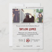 3枚の写真卒業お祝い招待状 招待状 (正面)