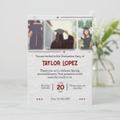 3枚の写真卒業お祝い招待状 招待状 (スタンド正面)