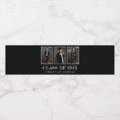 3枚の写真卒業モダンおめでとうブラック ペットボトルラベル (シングルラベル)