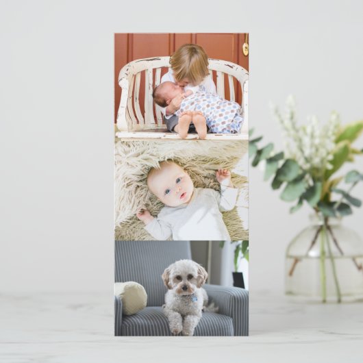 3枚の写真垂直カスタムクリスマスグリーティング (スタンド正面)