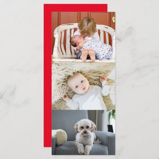 3枚の写真垂直カスタムクリスマスグリーティング (正面/裏面)