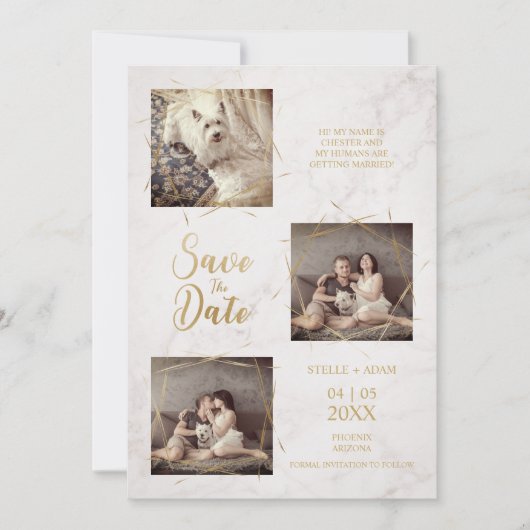 3枚の写真婚約アナウンスフェイク大理石 (正面)