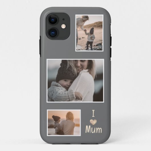 3枚の写真母の日の灰色のiPhoneケース Case-Mate iPhoneケース (裏面)