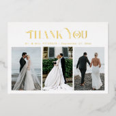 3枚の写真結婚金ゴールドフォイルエレガントカード 箔招待状 (正面)