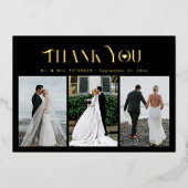 3枚の写真結婚金ゴールドフォイルエレガントカード 箔招待状 (正面)