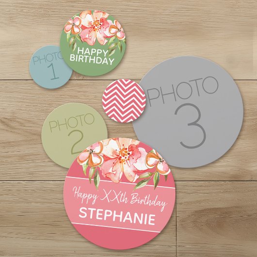 3枚の写真絵を描花ハッピーバースデーパーティー コンフェッティ